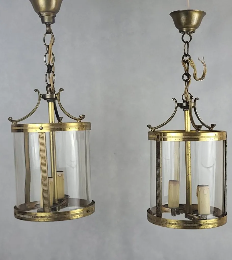 New Pamono Brass Lanterns, 1950s, Set of 2