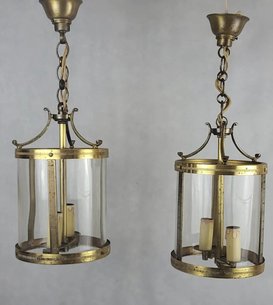 New Pamono Brass Lanterns, 1950s, Set of 2