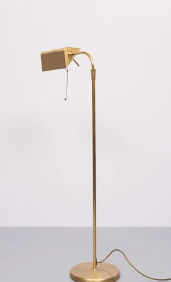 Discount Pamono Brass Library Adjustable Floor Lamp, Germany, 1970s
