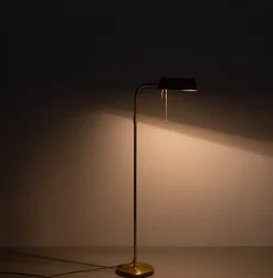 Discount Pamono Brass Library Adjustable Floor Lamp, Germany, 1970s