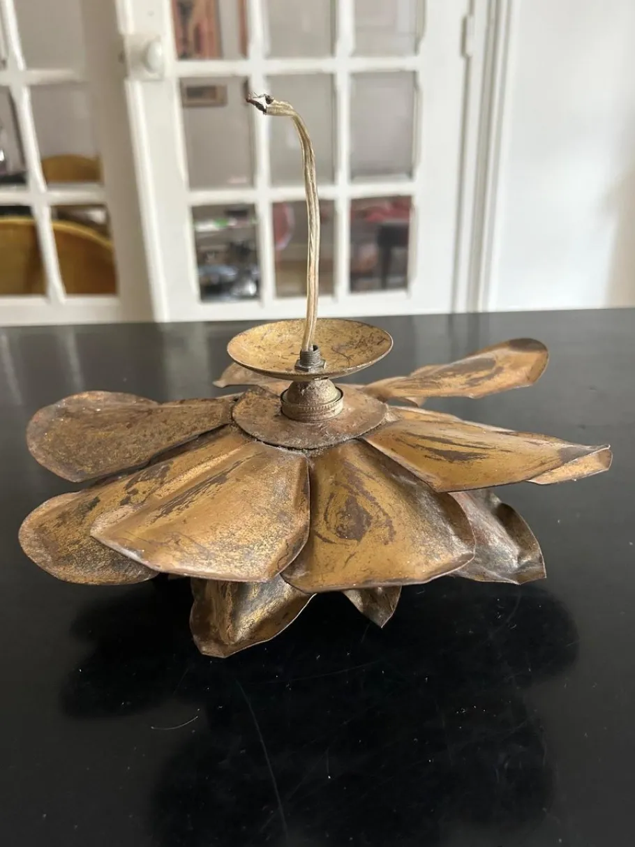 New Pamono Brass Lotus Wall Light from Maison Jansen, 1970s