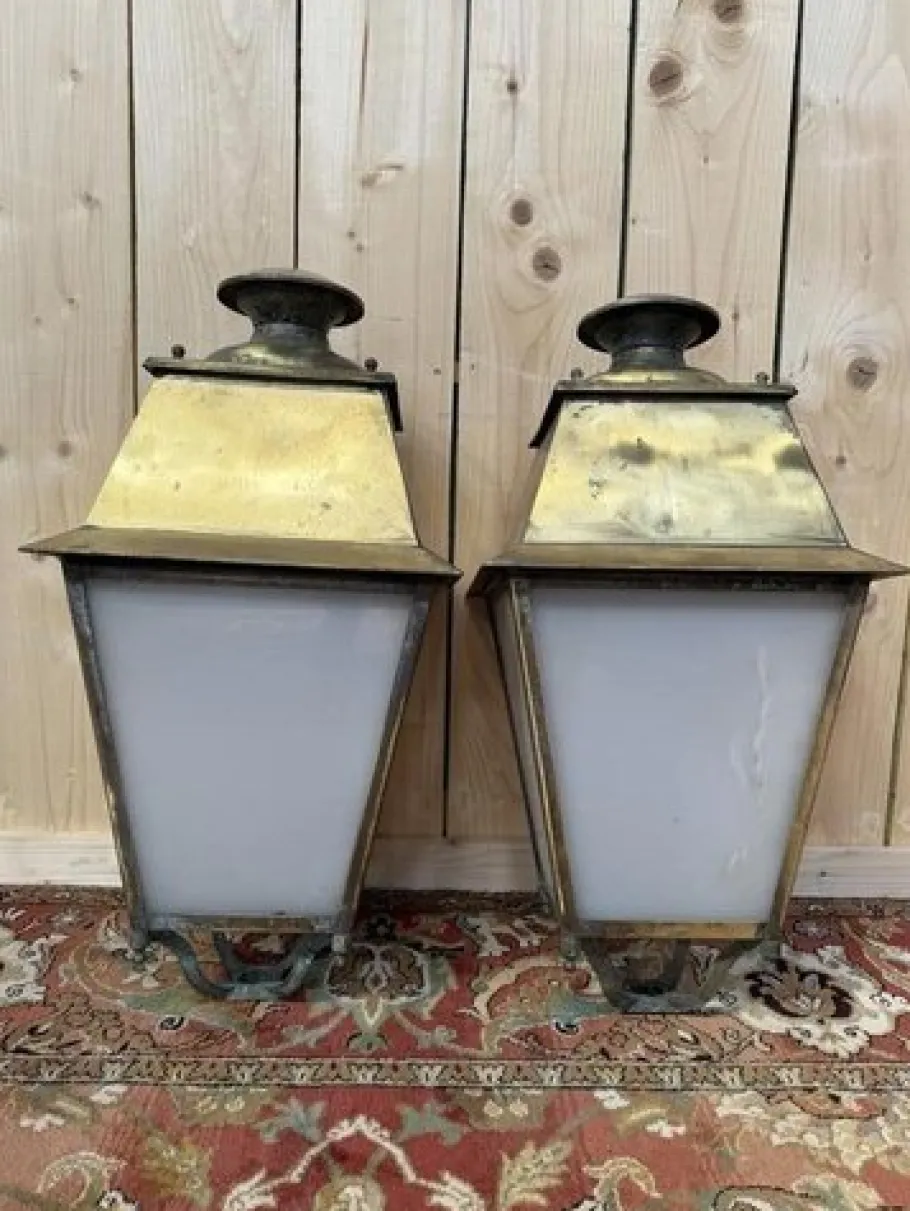 Clearance Pamono Brass Outdoor Lanterns, Set of 2