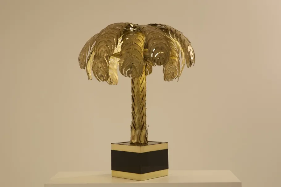 New Pamono Brass Palm Tree Lamp by Christian Techoueyres for Maison Jansen, 1970s