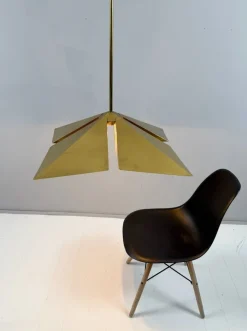 Hot Pamono Brass Pendant Light from Vereinigte Werkstätten München, Germany, 1970s