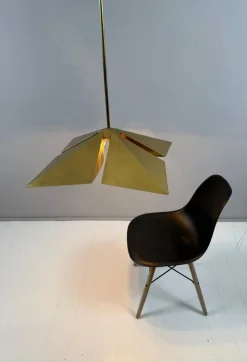 Hot Pamono Brass Pendant Light from Vereinigte Werkstätten München, Germany, 1970s