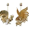 New Pamono Brass Rooster Table Lamps, 1960s, Set of 2
