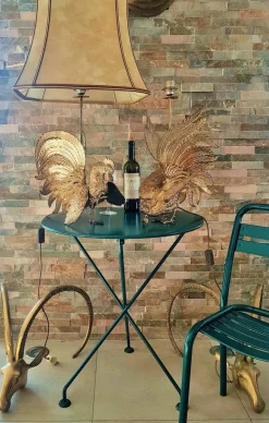 New Pamono Brass Rooster Table Lamps, 1960s, Set of 2