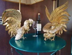 New Pamono Brass Rooster Table Lamps, 1960s, Set of 2