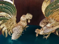 New Pamono Brass Rooster Table Lamps, 1960s, Set of 2