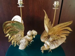 New Pamono Brass Rooster Table Lamps, 1960s, Set of 2