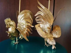 New Pamono Brass Rooster Table Lamps, 1960s, Set of 2