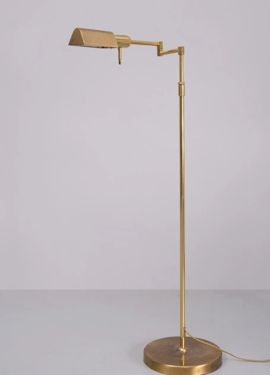 New Pamono Brass Swing Arm Floor Lamp from Herda, 1980s