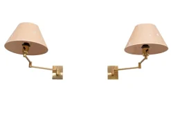 Online Pamono Brass Swing Arm Wall Lamps from Metalarte, Spain, 1970s, Set of 2