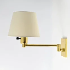 Clearance Pamono Brass Swing Arm Wall Lamp by George W. Hansen for Metalarte, 1970s