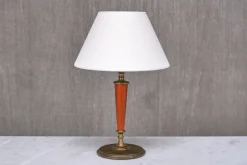 Discount Pamono Brass Table Lamp with Linen Shade by Erik Tidstrand for Nordiska Kompaniet, Sweden, 1927
