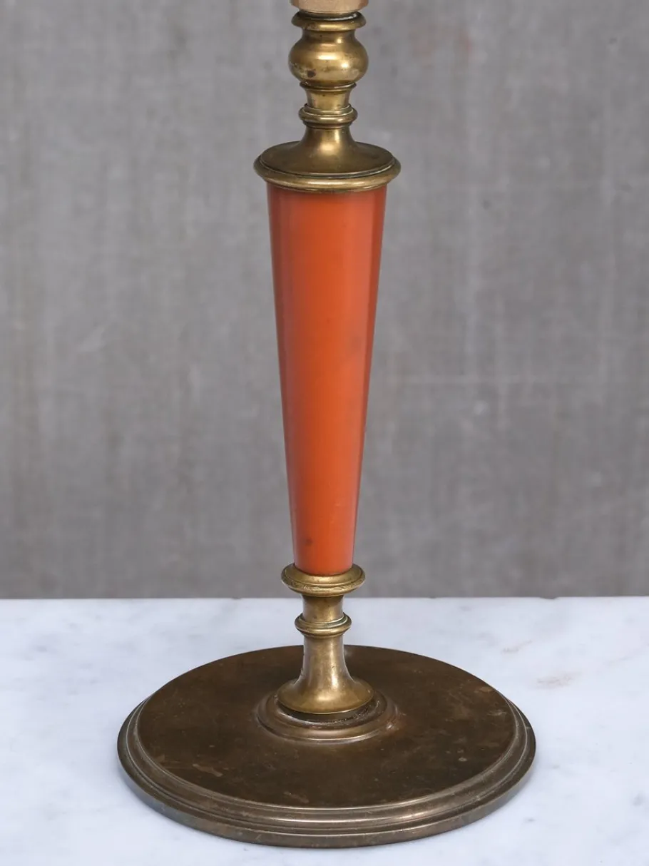 Discount Pamono Brass Table Lamp with Linen Shade by Erik Tidstrand for Nordiska Kompaniet, Sweden, 1927