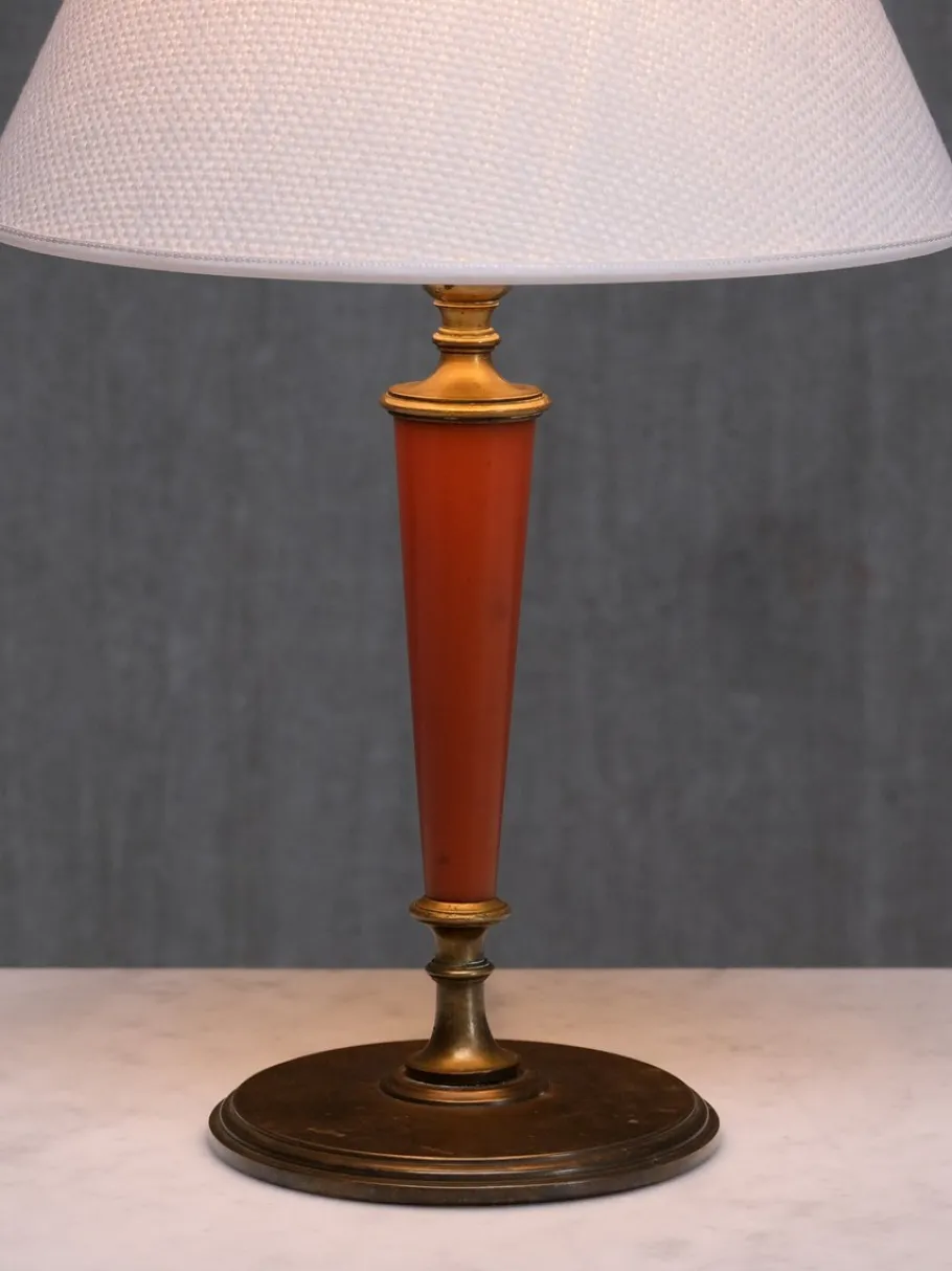 Discount Pamono Brass Table Lamp with Linen Shade by Erik Tidstrand for Nordiska Kompaniet, Sweden, 1927