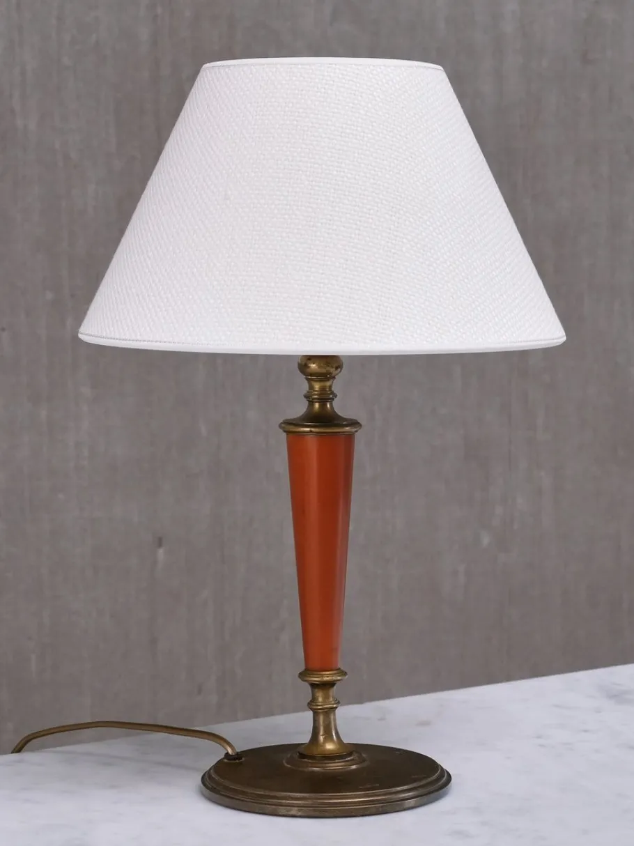 Discount Pamono Brass Table Lamp with Linen Shade by Erik Tidstrand for Nordiska Kompaniet, Sweden, 1927