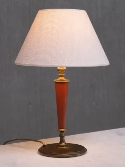 Discount Pamono Brass Table Lamp with Linen Shade by Erik Tidstrand for Nordiska Kompaniet, Sweden, 1927