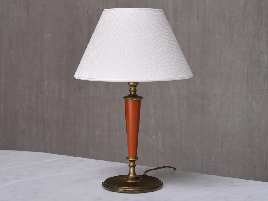Discount Pamono Brass Table Lamp with Linen Shade by Erik Tidstrand for Nordiska Kompaniet, Sweden, 1927