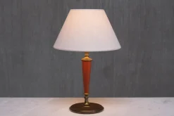 Discount Pamono Brass Table Lamp with Linen Shade by Erik Tidstrand for Nordiska Kompaniet, Sweden, 1927