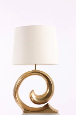 Online Pamono Brass Table Lamp with New Fabric Shade, Denmark, 1970s