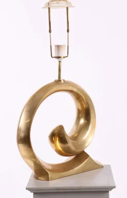 Online Pamono Brass Table Lamp with New Fabric Shade, Denmark, 1970s