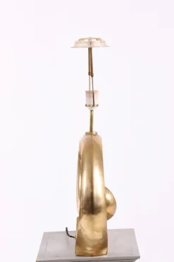 Online Pamono Brass Table Lamp with New Fabric Shade, Denmark, 1970s