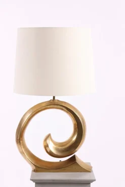 Online Pamono Brass Table Lamp with New Fabric Shade, Denmark, 1970s