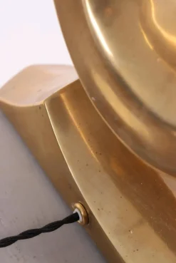 Online Pamono Brass Table Lamp with New Fabric Shade, Denmark, 1970s