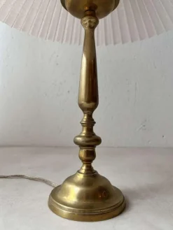Sale Pamono Brass Table Lamp with Pleated Shade, 1960s