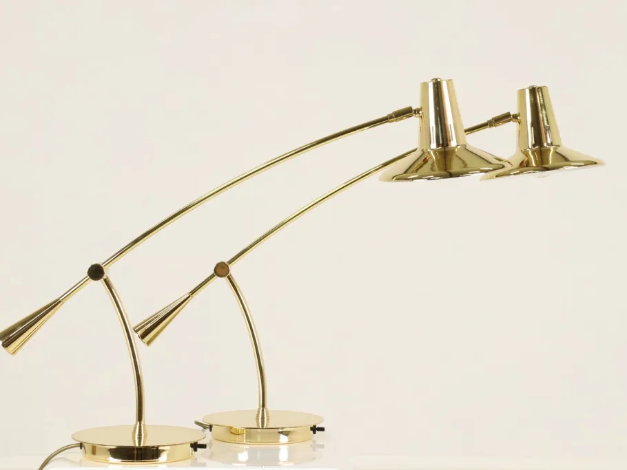 Discount Pamono Brass Table Lamps from Massive, Belgium, 1980s, Set of 2