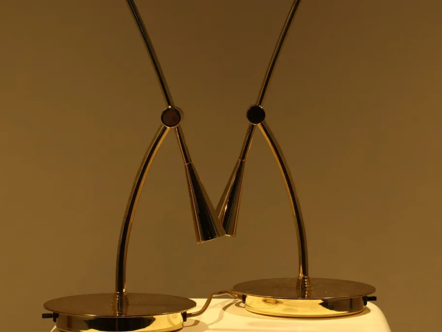 Discount Pamono Brass Table Lamps from Massive, Belgium, 1980s, Set of 2