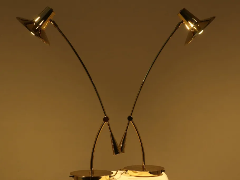 Discount Pamono Brass Table Lamps from Massive, Belgium, 1980s, Set of 2