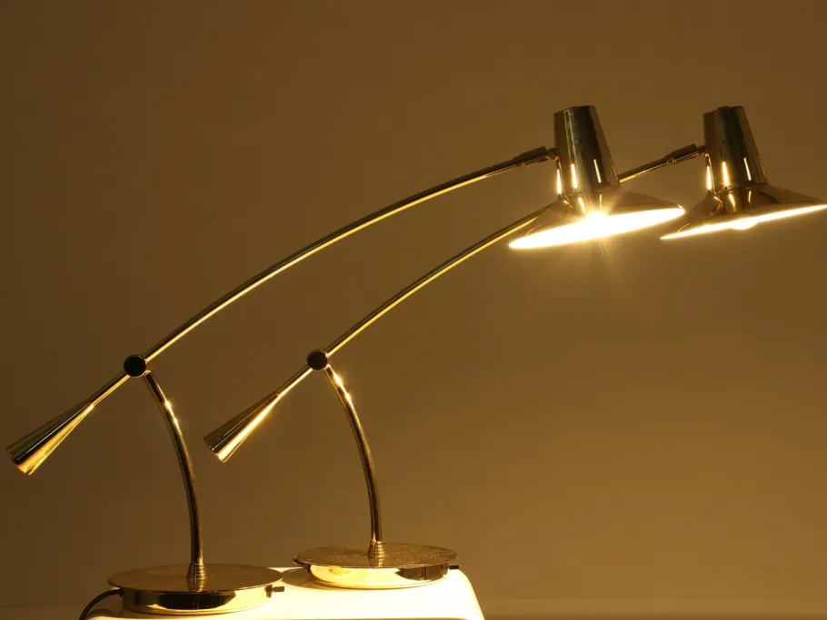 Discount Pamono Brass Table Lamps from Massive, Belgium, 1980s, Set of 2