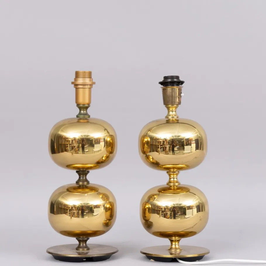 Clearance Pamono Brass Table Lamps from Tranås Stilarmatur, Sweden, 1960s, Set of 2