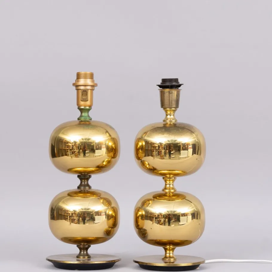Clearance Pamono Brass Table Lamps from Tranås Stilarmatur, Sweden, 1960s, Set of 2