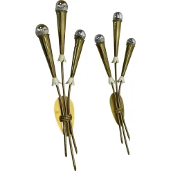 Clearance Pamono Brass Theatre Wall Light Sconces by Gio Ponti, Italy, 1950s, Set of 2