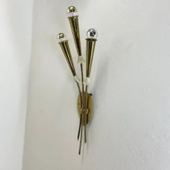 Clearance Pamono Brass Theatre Wall Light Sconces by Gio Ponti, Italy, 1950s, Set of 2