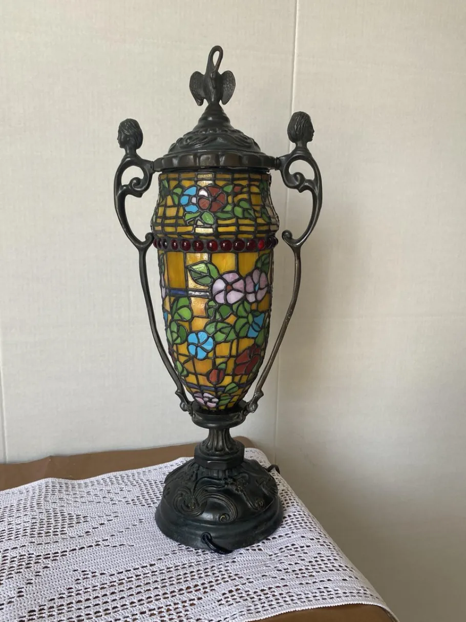 Clearance Pamono Brass Tiffany Lamp, 1982