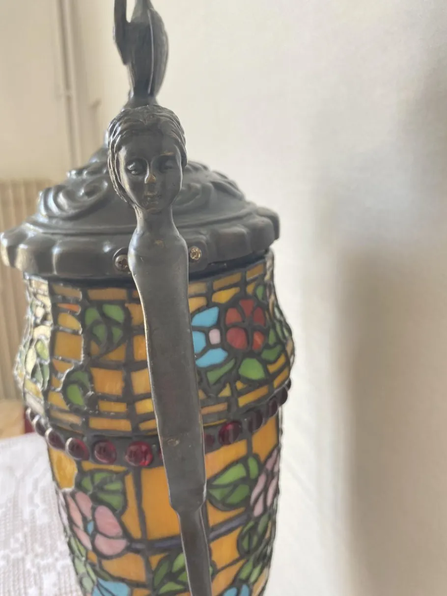 Clearance Pamono Brass Tiffany Lamp, 1982