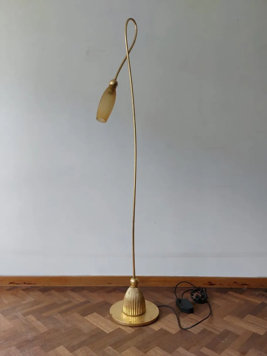 Online Pamono Brass Tulip Floor Lamps by Sergio Terrain, Italy, 1970s, Set of 2