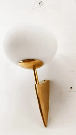 Clearance Pamono Brass Wall Light with Oval Glass Details