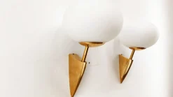 Clearance Pamono Brass Wall Light with Oval Glass Details