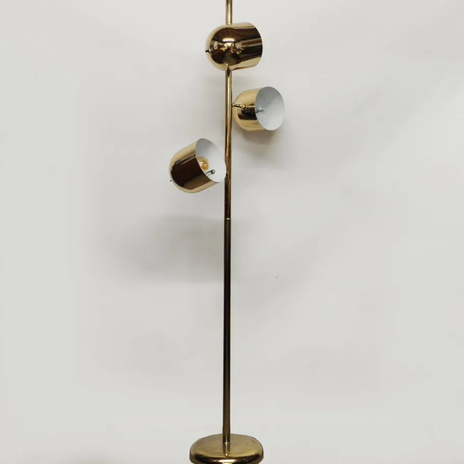New Pamono Brass-Plated Adjustable 3-Spot Floor Lamp attributed to Underwriters Laboratories, 1980s