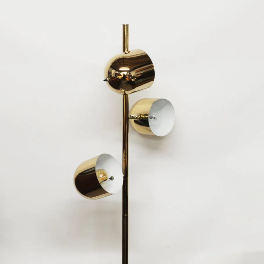 New Pamono Brass-Plated Adjustable 3-Spot Floor Lamp attributed to Underwriters Laboratories, 1980s