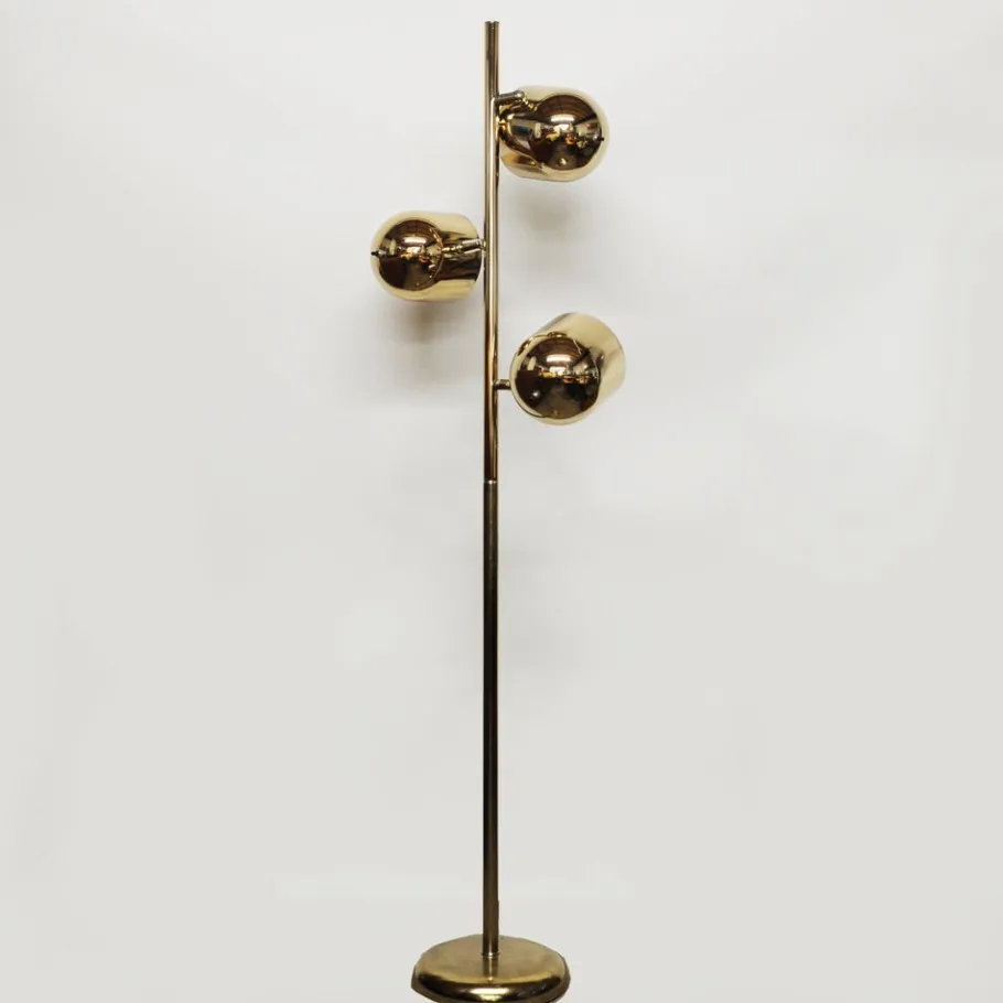 New Pamono Brass-Plated Adjustable 3-Spot Floor Lamp attributed to Underwriters Laboratories, 1980s