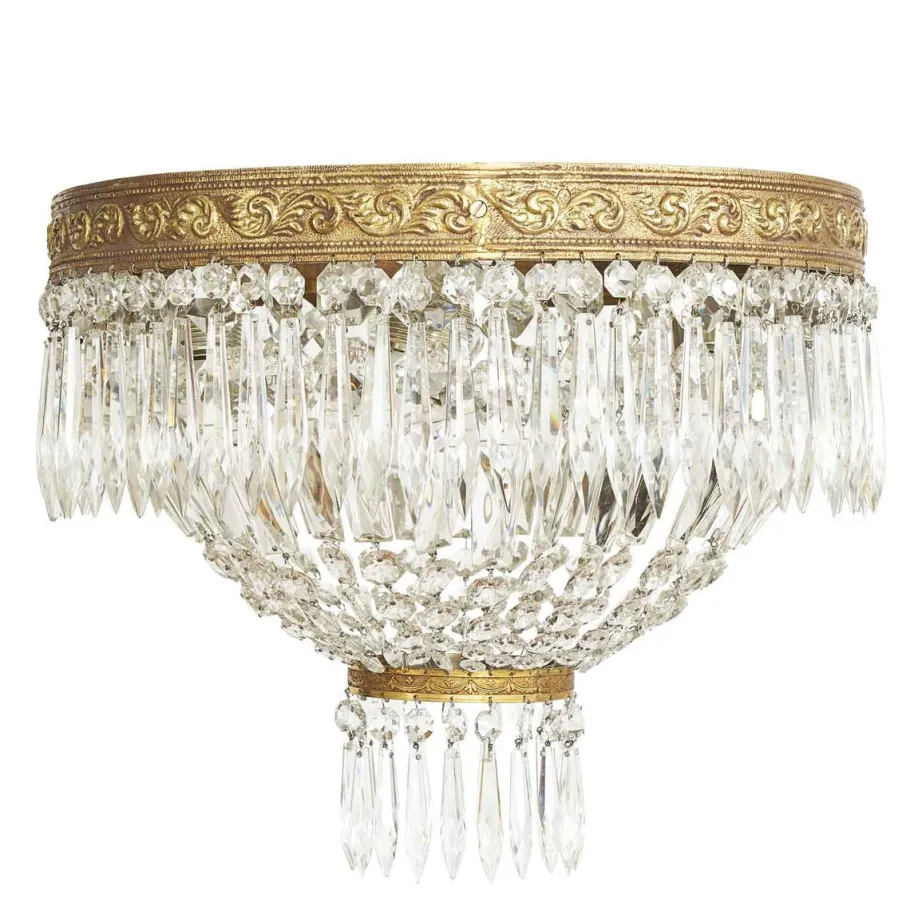 Best Pamono Bronze and Crystal Ceiling Lamp, 1960s