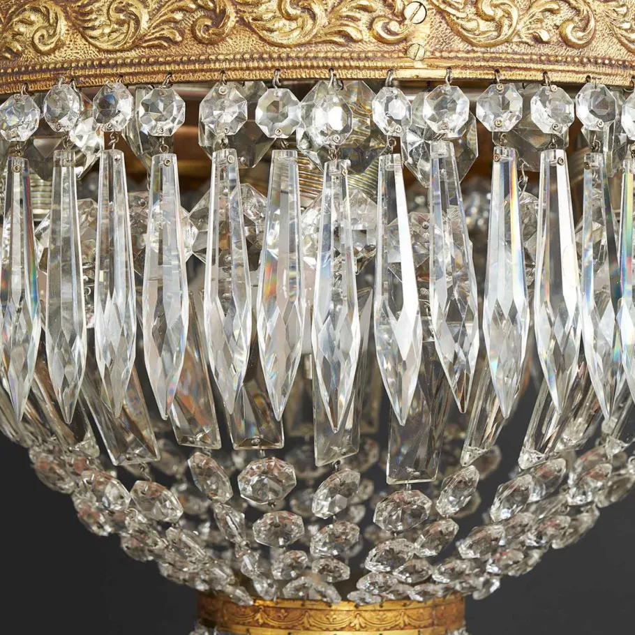 Best Pamono Bronze and Crystal Ceiling Lamp, 1960s