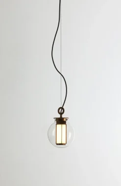 Clearance Pamono Bronze and Transparent Glass Bai T Di Di Pendant Lamp by Parachilna